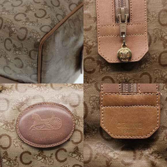 CELINE C Macadam Canvas Hand Bag Pvc Leather Beige - Picture 11 of 13